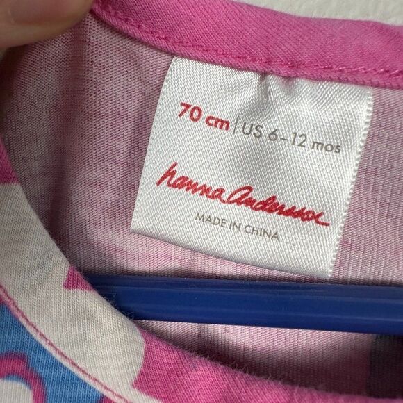 Hanna Andersson Girls 70 6-12 Months Pink Dress Short Sleeve Tulle Floral - Picture 2 of 5